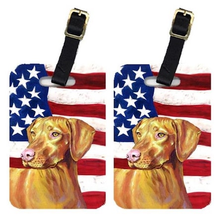 Carolines Treasures Carolines Treasures LH9012BT Pair Of USA American Flag With Vizsla Luggage Tags LH9012BT